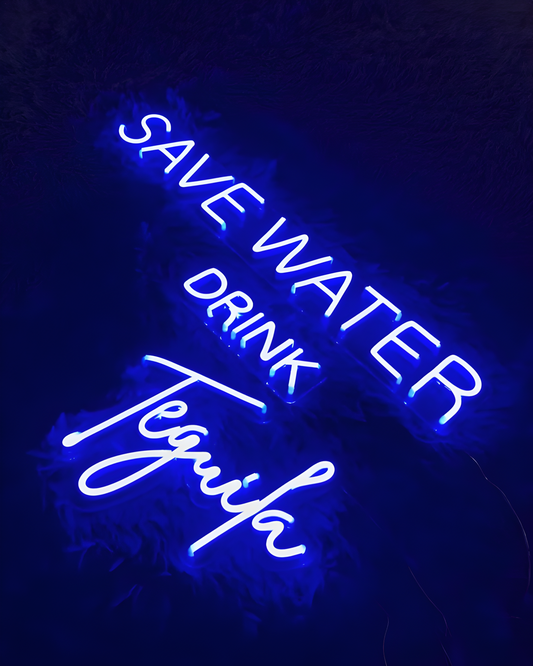 Save Water Drink Tequila Letrero de neón LED Luz de neón