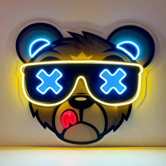 Gafas Oso Letrero de Neón LED Luz de Neón