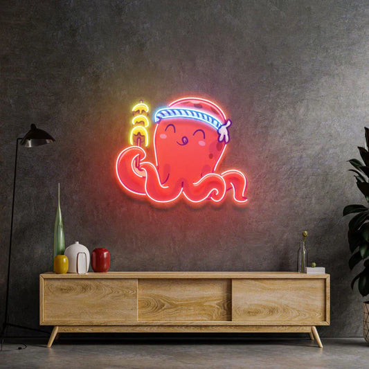 Cartel de neón LED de arte de neón de pulpo