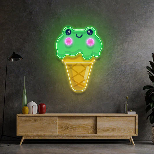 Sweet Frog Ice Cream Letrero de Neón de Arte Luz de Neón LED