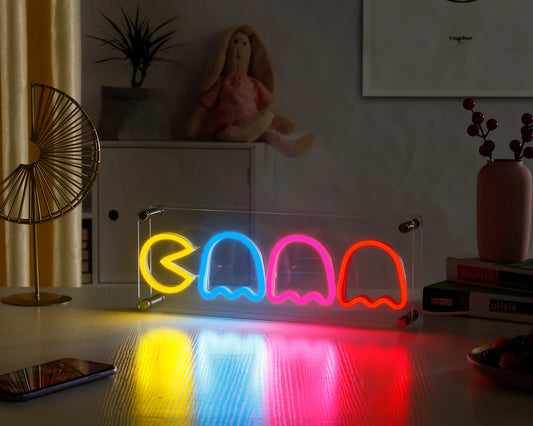 Pac-Man Letrero LED Neón de Escritorio Luz Neón