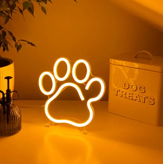 Letrero de neón LED de escritorio Paw