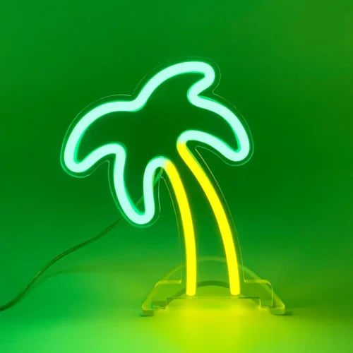 Letrero de neón LED de escritorio de palmera