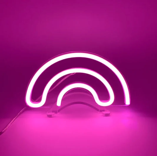 Letrero de neón LED de escritorio con forma de arco iris