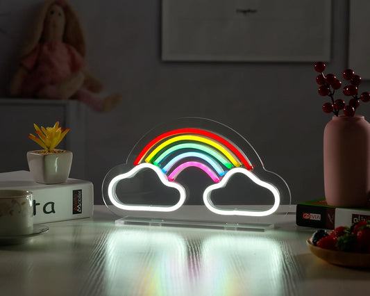 Letrero LED de neón de arco iris para escritorio