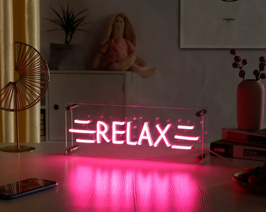 Relájate Escritorio LED Neón Letrero Luminoso Neón