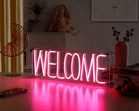 Bienvenida Letrero de neón LED para escritorio