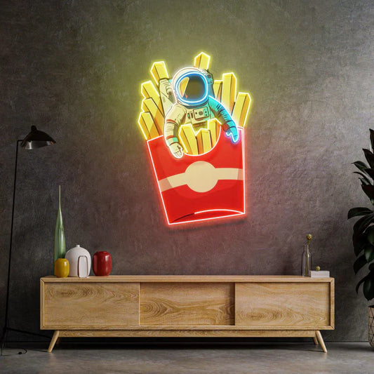 Fichas de astronauta, arte de neón, letrero de neón LED, luz de neón