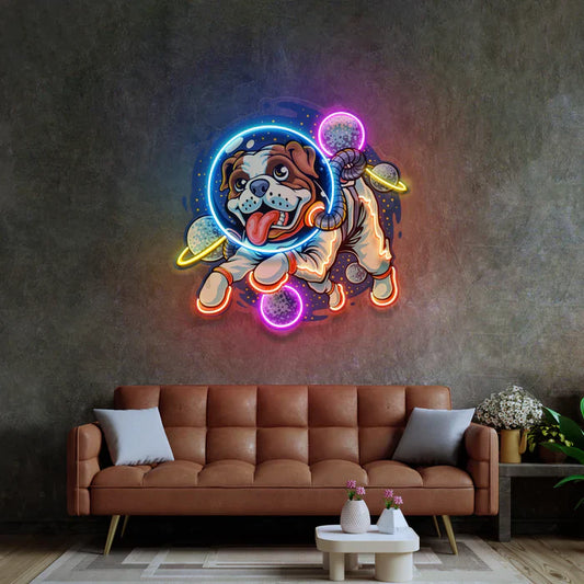 Luz de neón LED con letrero de neón de perro astronauta