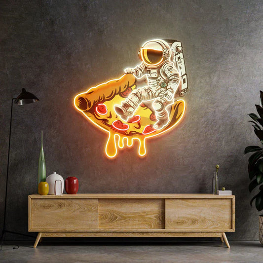Letrero de neón LED "Pizza Astronauta" Luz de neón