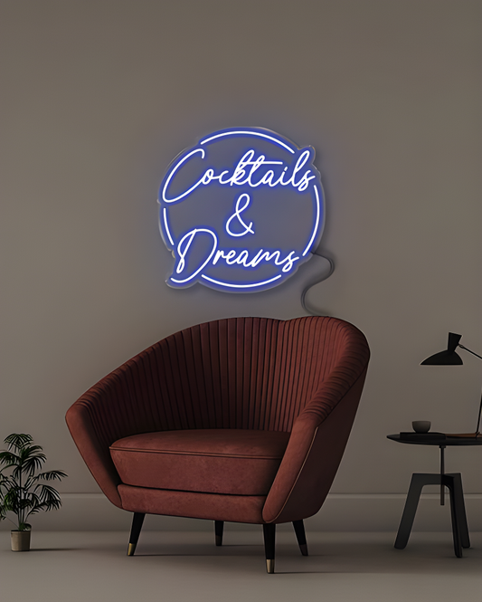 Letrero de neón LED "Cocktails & Dreams"