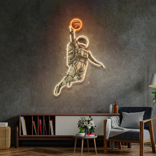 Baloncesto Astronauta Arte Neón Luz LED Letrero Neón