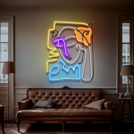 Hermosa chica en paz arte neón luz letrero LED neón