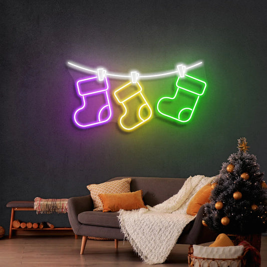 Christmas Stockings 2 LED Neon Sign Light Neon