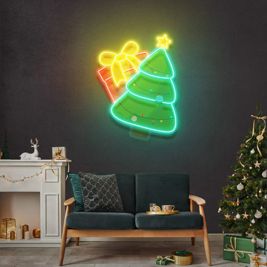 Christmas Tree and Gift LED Neon Sign Light Neon