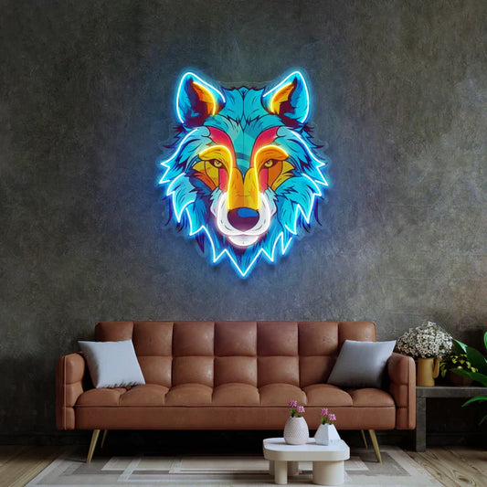 Luz de neón LED de arte de neón de lobo colorido