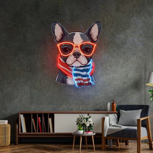 Perro con Gafas Letrero de Neón LED Luz de Neón de Arte