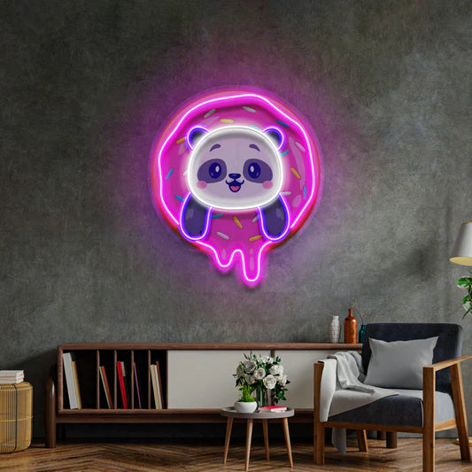 Letrero de neón LED artístico "Donut and Panda"