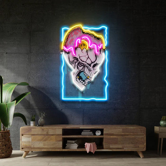 Donut Calavera Arte Neón Letrero LED Neón