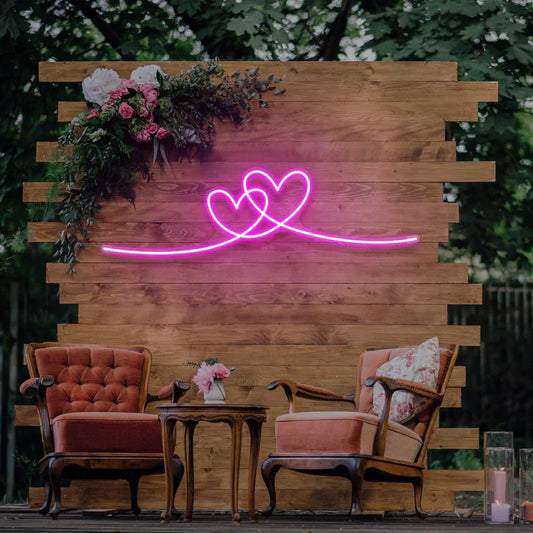 Double Heart Wedding Decoration LED Neon Sign Light Neon