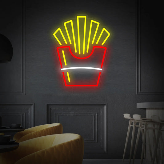 Cartel de neón LED de patatas fritas