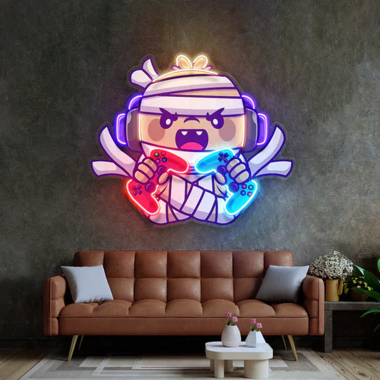Letrero de neón LED con arte de neón "Gaming Mummy"