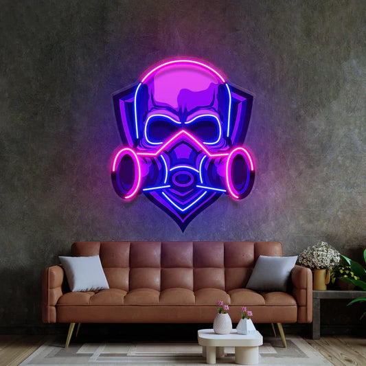 Luz de Neón LED con Calavera Enmascarada de Gas Arte de Neón