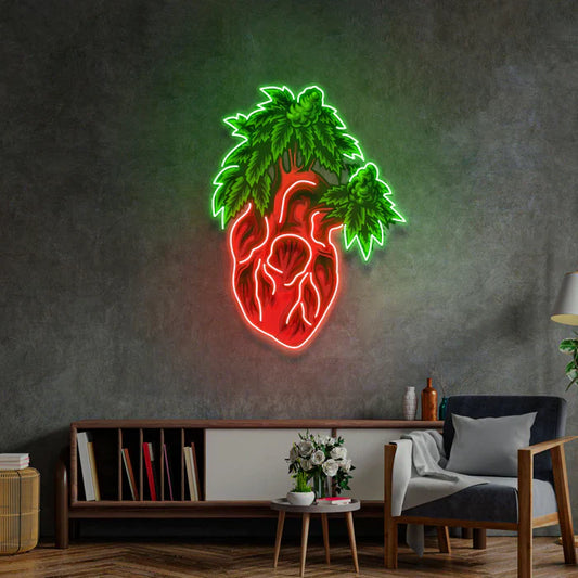 Corazón Marihuana Arte de Neón Letrero de Neón LED Luz de Neón