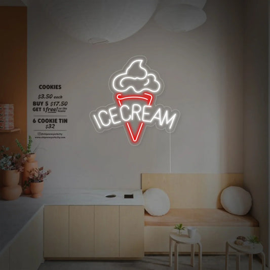 Cartel LED de neón de helado Luz de neón