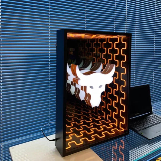 Bulls Mirror LED Neon Sign Light Neon