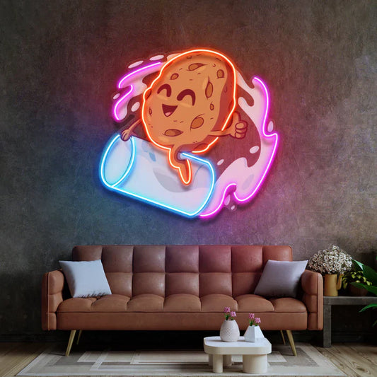 Leche y Galletas Letrero de Neón con Luces LED de Neón