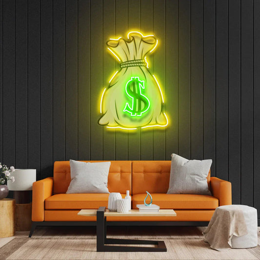 Letrero de neón LED Arte de neón Bolsa de dinero