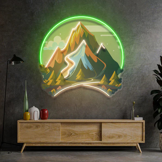 Luz de neón paisaje montañoso arte de neón letrero de neón LED