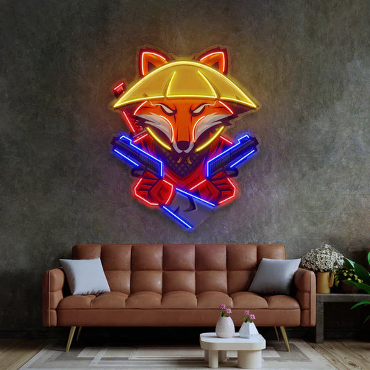 Arte de neón con letrero de neón LED Tikli de samurái armado