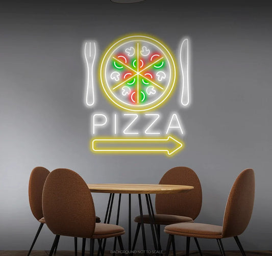 Letrero de neón LED de pizza