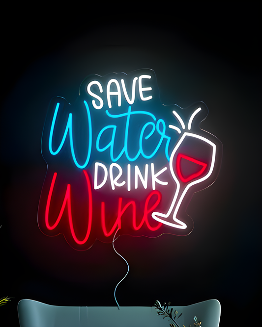 Letrero de neón LED "Save Water Drink Water"
