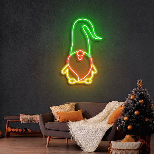 Letrero de neón LED navideño de enanos escandinavos