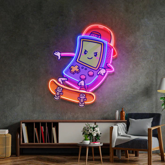 Letrero de neón LED estilo Gameboy que se desplaza