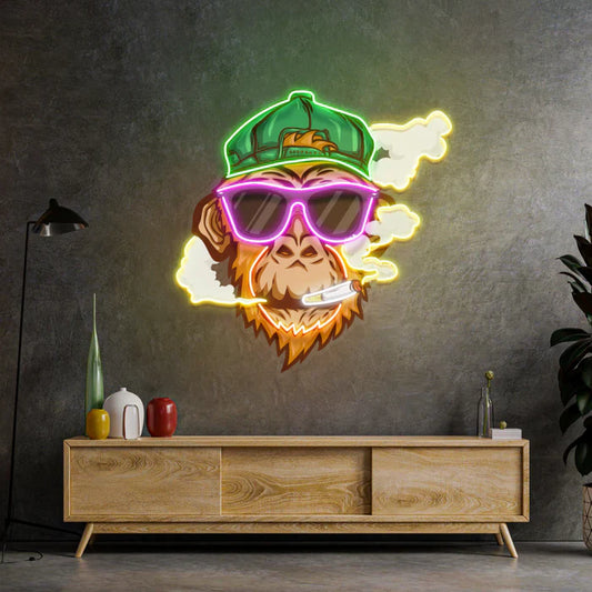 Letrero de neón LED "Mono fumando"