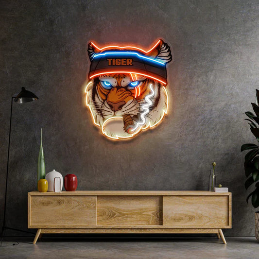 Cartel de neón LED de arte de neón Tigre Fumador