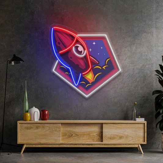 Cohete espacial LED neón arte luz neón