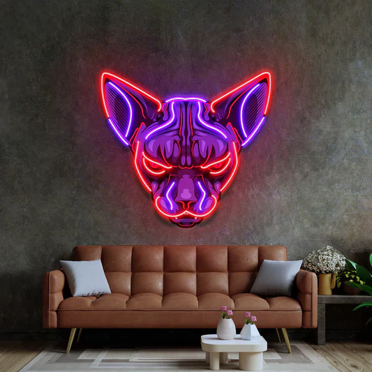 Luz de neón LED Arte de neón Calavera de gato Esfinge Letrero de neón