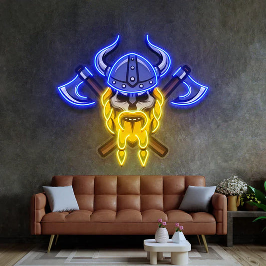 Viking Skull Neon Art Letrero LED Neón Luz Neón