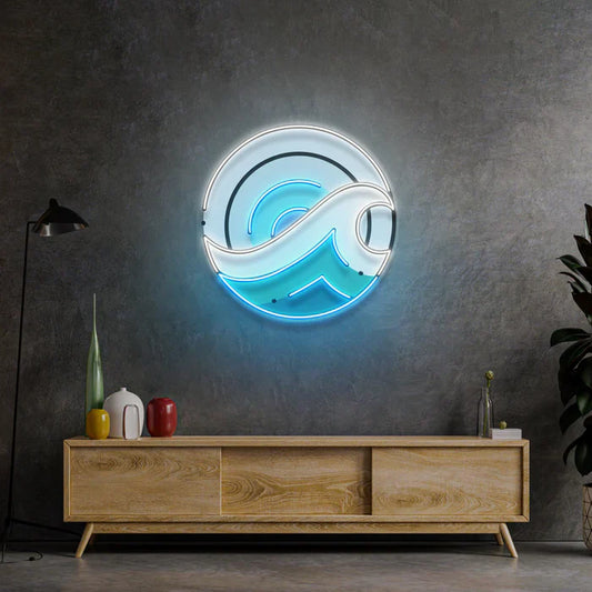 Letrero de neón LED con diseño de onda