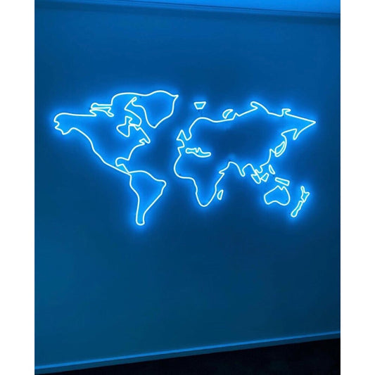 Letrero neón LED de mapa mundial