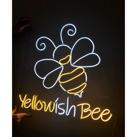 Letrero de neón LED de abeja amarillenta